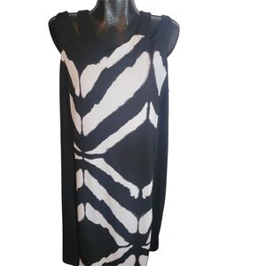 Addition Elle Black and White Sleeveless Shift Dress 2X
